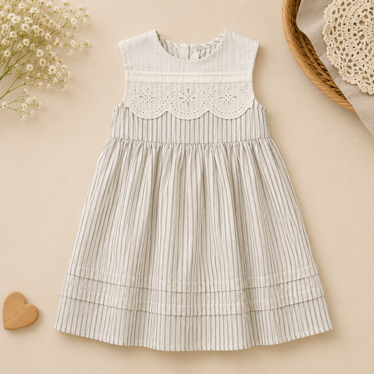 Lace Stitching Dress – Elegant og komfortabelt – Blonder og sømmer