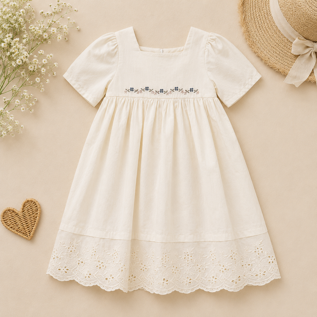 Lace Stitching Dress – Elegant og komfortabelt – Blonder og sømmer