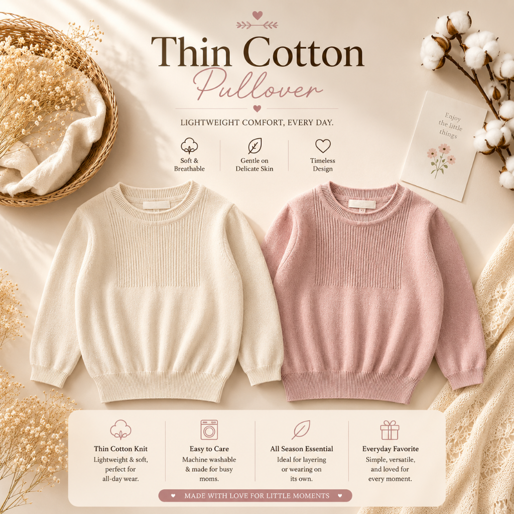 Thin Cotton Pullover – Lys & Komfort – Strikket barnegenser