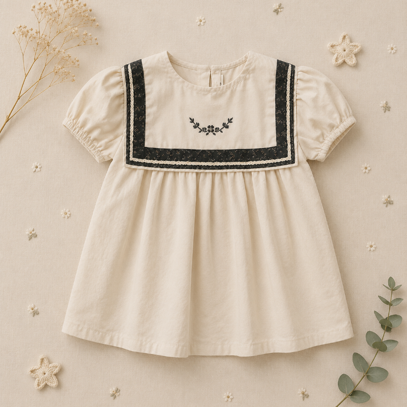 Sailor Top – Elegant og komfortabel – Skjorte med blonder og pufærmer