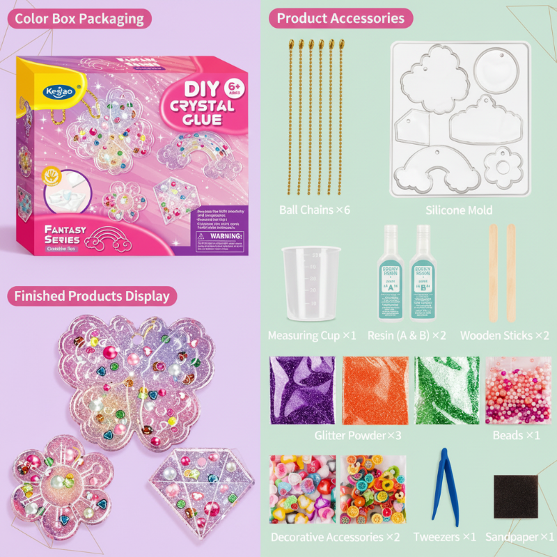 DIY Crystal Keychain Kit – Kreativt og lekent – Nøkkelring-håndverkssett