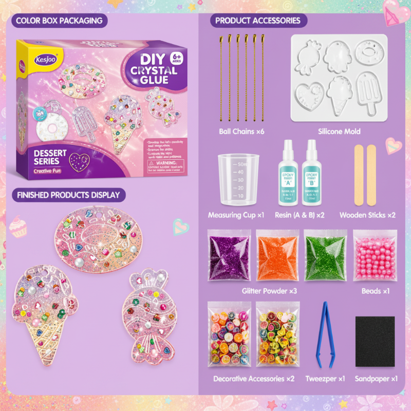 DIY Crystal Keychain Kit – Kreativt og lekent – Nøkkelring-håndverkssett