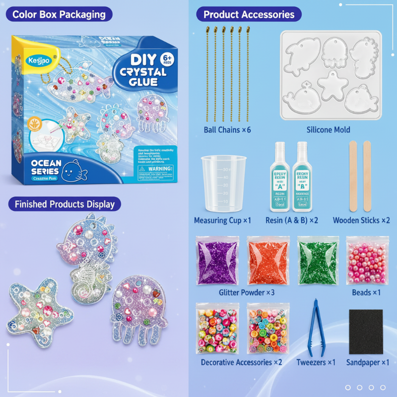 DIY Crystal Keychain Kit – Kreativt og lekent – Nøkkelring-håndverkssett