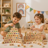 Thumbnail for Rainbow Gem Stacking Blocks – Kreativt og lærerikt – Sett med treklosser til å stable
