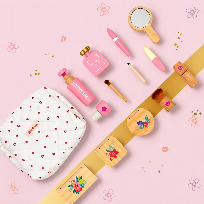 Wooden Makeup Play Set – Kreativitet og rollespill – Sminkesett i tre