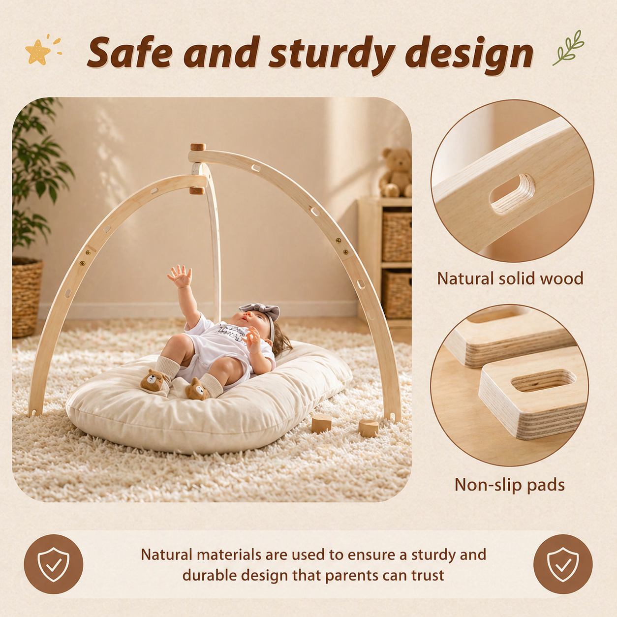 Wooden Baby Rattle Toy – Sansestimulerende og trygt – Baby Gym
