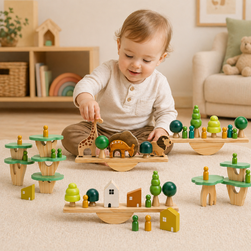 Wooden Forest Blocks – Kreativitet og utvikling – Sett med treklosser til å stable