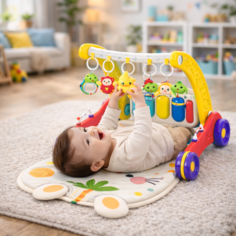 Step & Play – Interaktivt og trygt – 3-i-1 gåstol og babygym