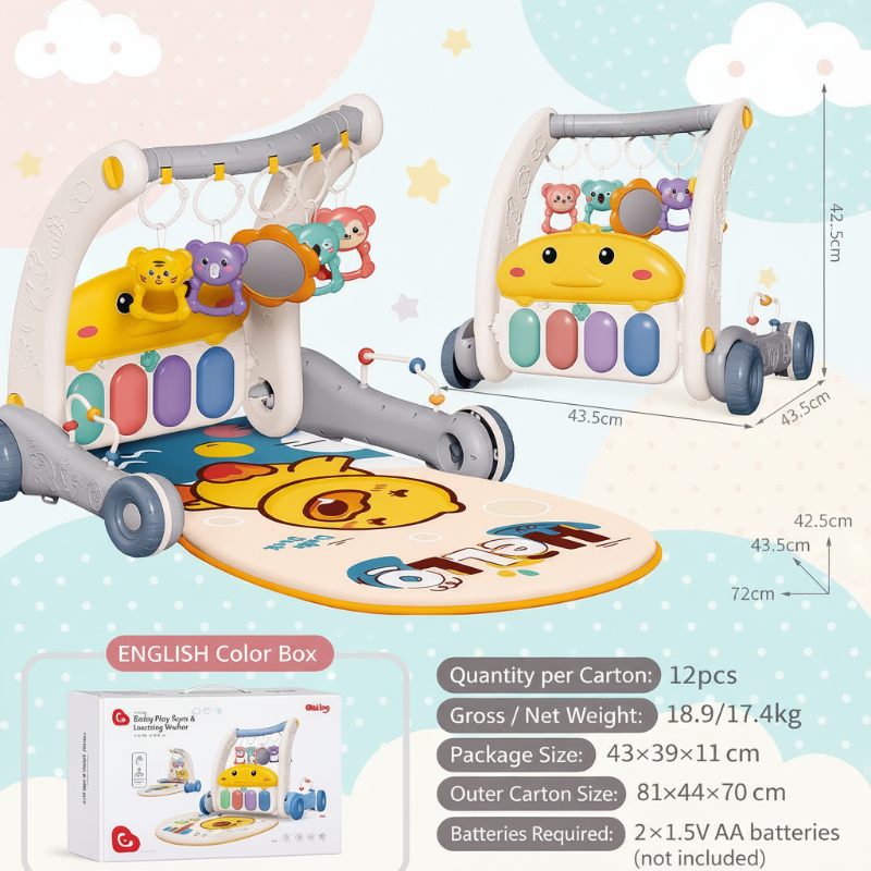 Step & Play – Interaktivt og trygt – 3-i-1 gåstol og babygym