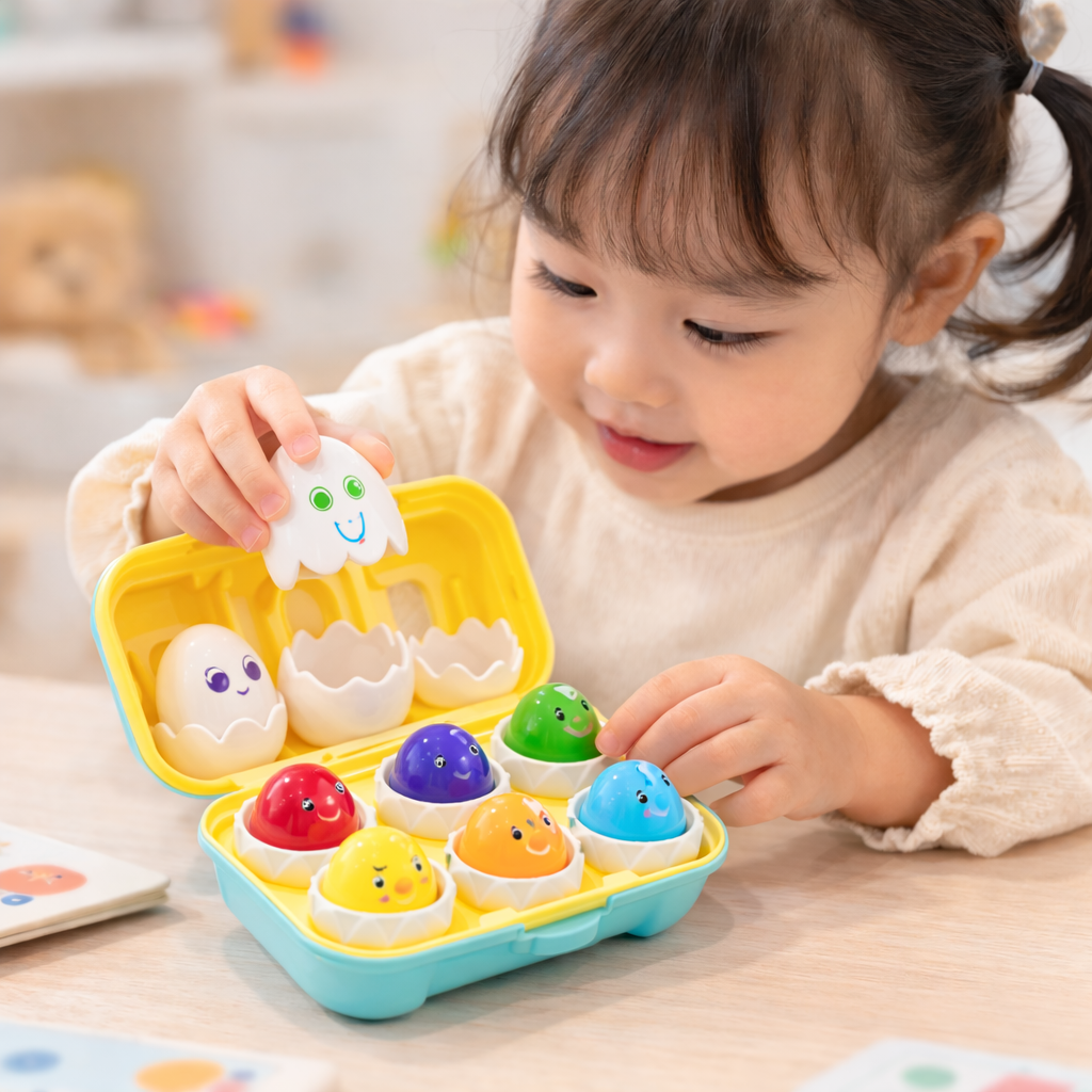 Montessori 3D Eggs Puzzle – En morsom påskeaktivitet – Eggesorteringsspill