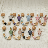 Thumbnail for Baby Pacifier Holder – Med navn – Personlige perler av tre og silikon