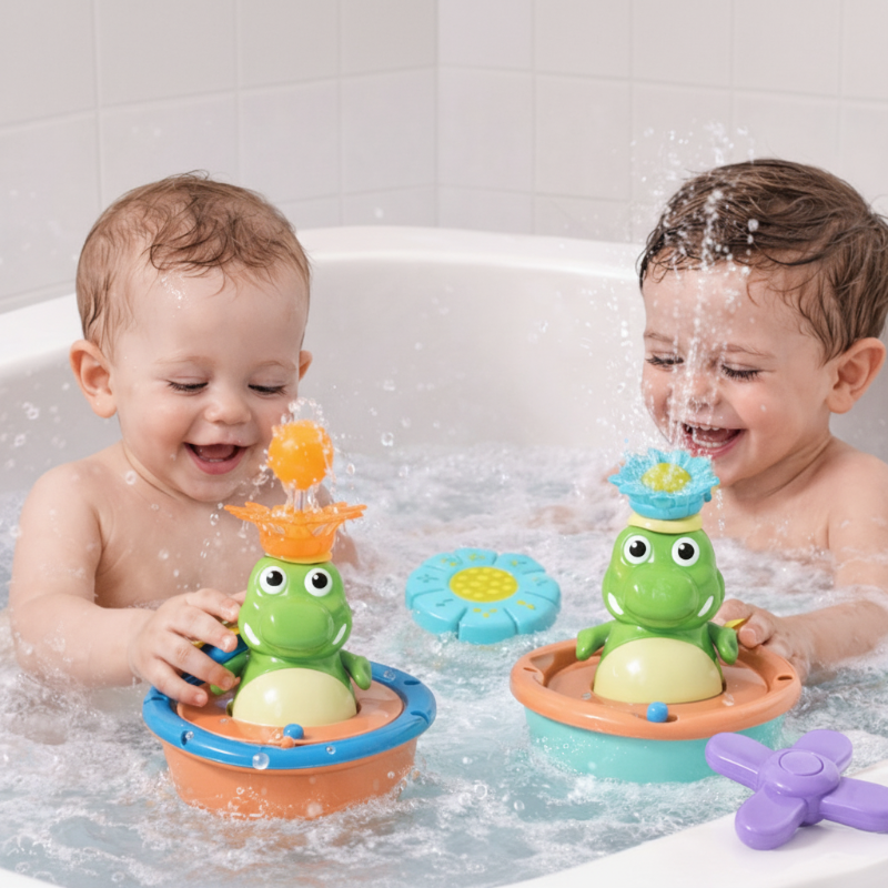 Light Up Crocodile Bath Toy – Interaktivt & vannmoro – Krokodil-fontene badeleker