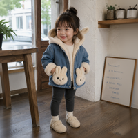 Thumbnail for Girls Bunny Denim Coat – Varm og behagelig – Barnejakke
