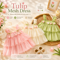 Thumbnail for Tulip Mesh Dress – Elegant og komfortabel – barnekjole
