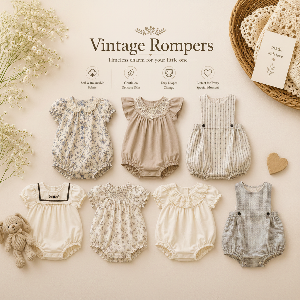 Vintage Rompers – Tidløs og myk – Baby-jumpsuit