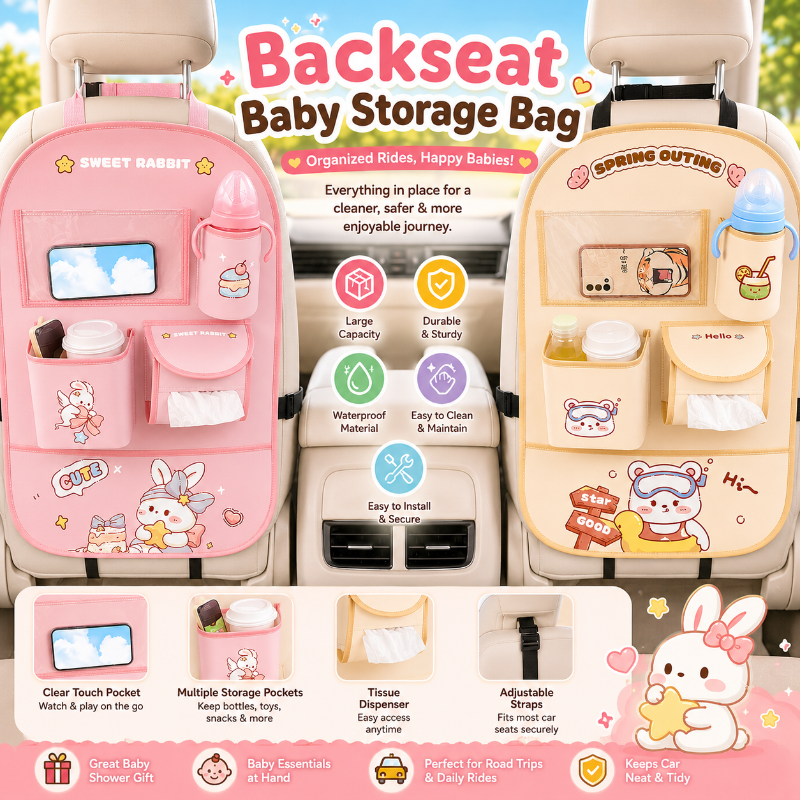 Backseat Baby Storage Bag – Praktisk og romslig – Oppbevaringsveske til bilen