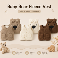 Thumbnail for Baby Bear Fleece Vest – Varm og myk – Barnetrøye med bjørnemotiv