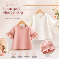 Thumbnail for Girls Trumpet Sleeve Top – Elegant og komfortabel – Blonder på ermene