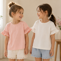 Thumbnail for Girls Trumpet Sleeve Top – Elegant og komfortabel – Blonder på ermene