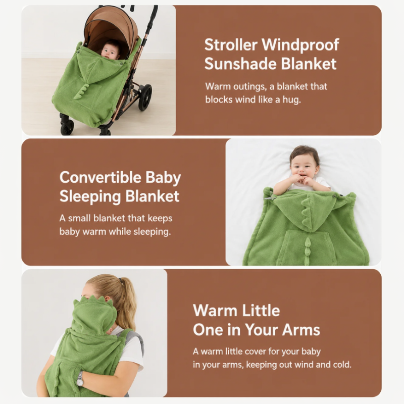 Dinosaur Baby Carrier Cover – Varmt og behagelig – Dino Baby-teppe