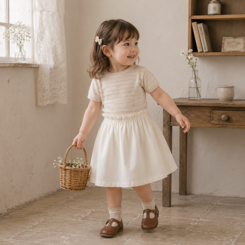 Bella Knit Top & Skirt – Lett og luftig – Strikket sommersett til barn