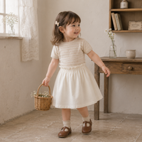Thumbnail for Bella Knit Top & Skirt – Lett og luftig – Strikket sommersett til barn
