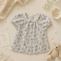 Thumbnail for Vine Print Blouse – Lett og søt – barnebluse med puffermmer