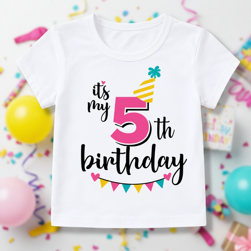Birthday Graphic Tee – Søt og luftig – bursdags-T-skjorte for barn