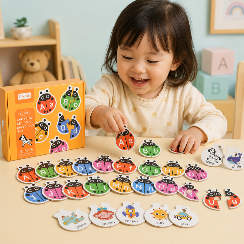 Wooden Letter Matching Game – Læring og lek – Alfabetpuslespill