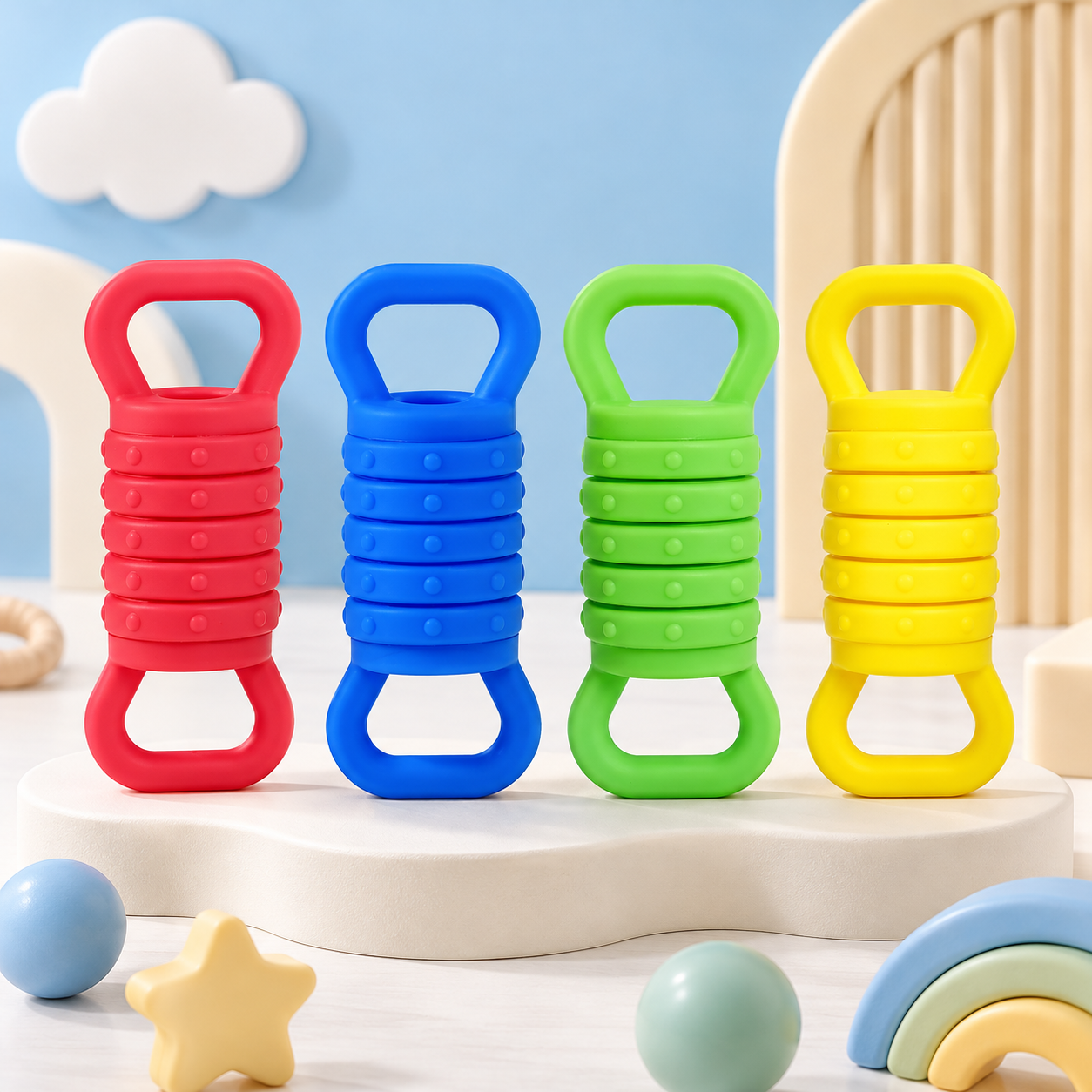 Plungy – Elastisk og sensorisk – Fidget-leker i silikon (sett med 4)