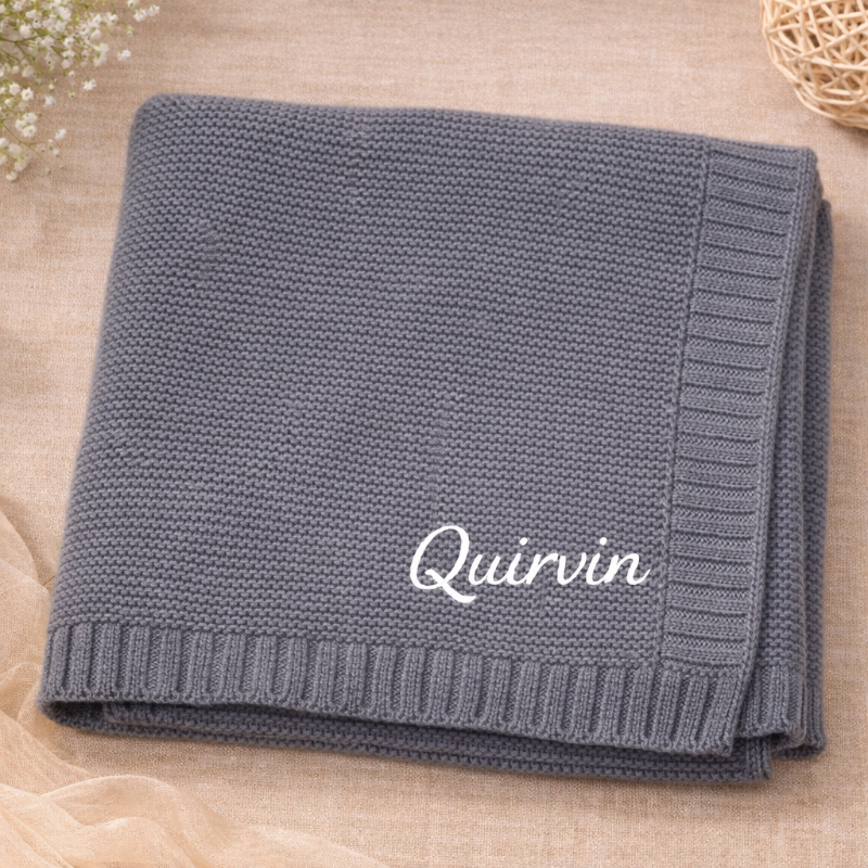 Personalized Baby Blanket – Myk og unik – Personlig brodert bomullsteppe