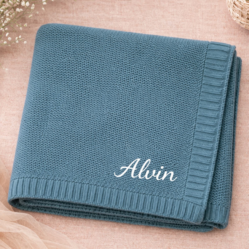 Personalized Baby Blanket – Myk og unik – Personlig brodert bomullsteppe