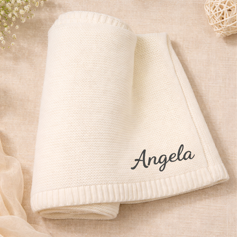 Personalized Baby Blanket – Myk og unik – Personlig brodert bomullsteppe