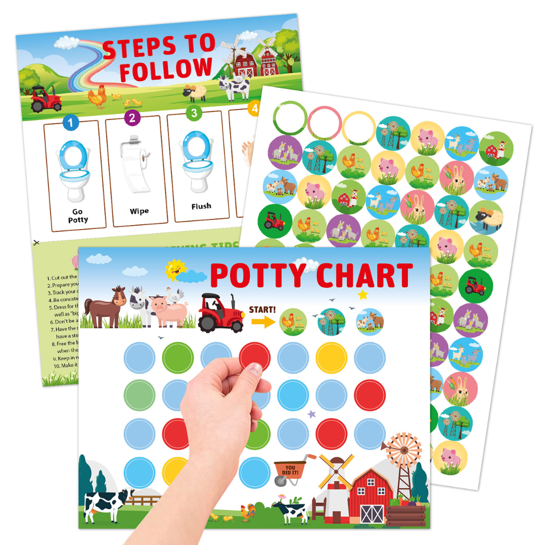 Potty Training – Lekende og motiverende - pottetreningskort med klistremerker