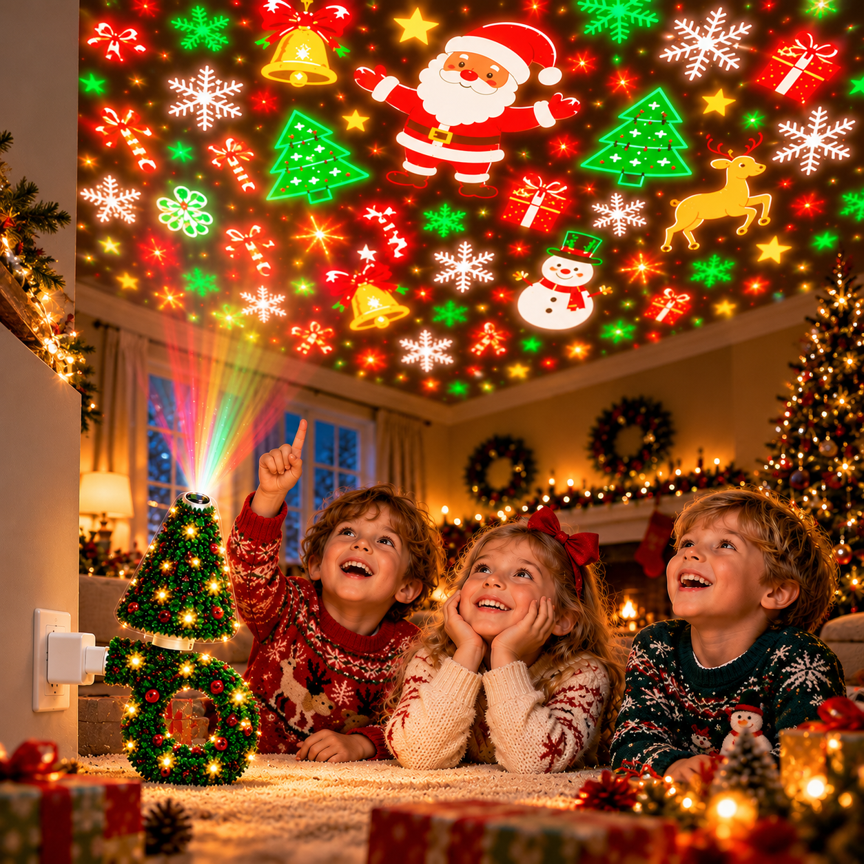 HolidayBeam – Festlig og stemningsfull – USB-juleprojektor med lysmønstre
