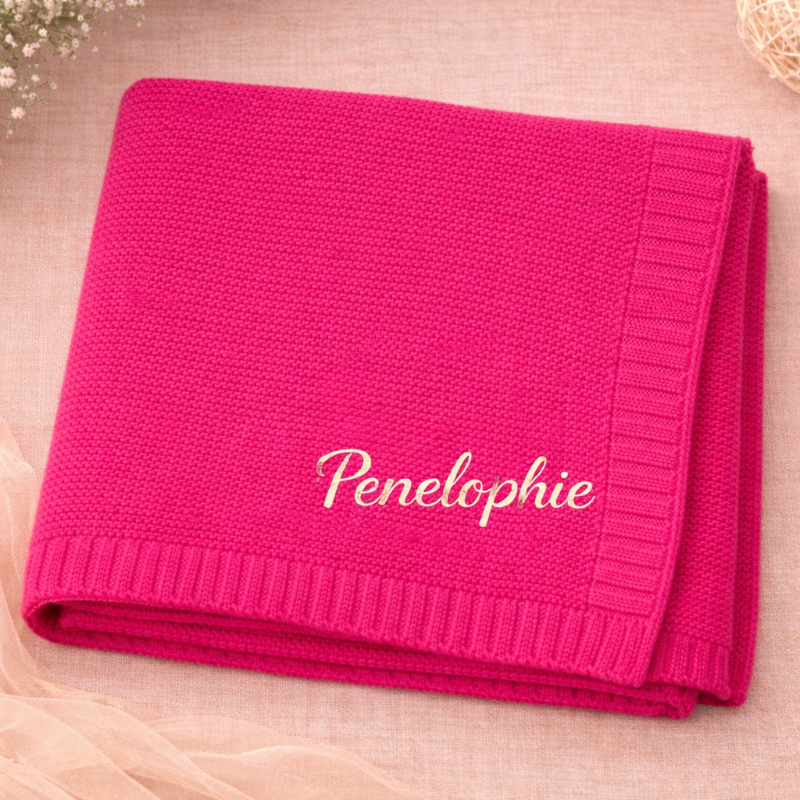 Personalized Baby Blanket – Myk og unik – Personlig brodert bomullsteppe