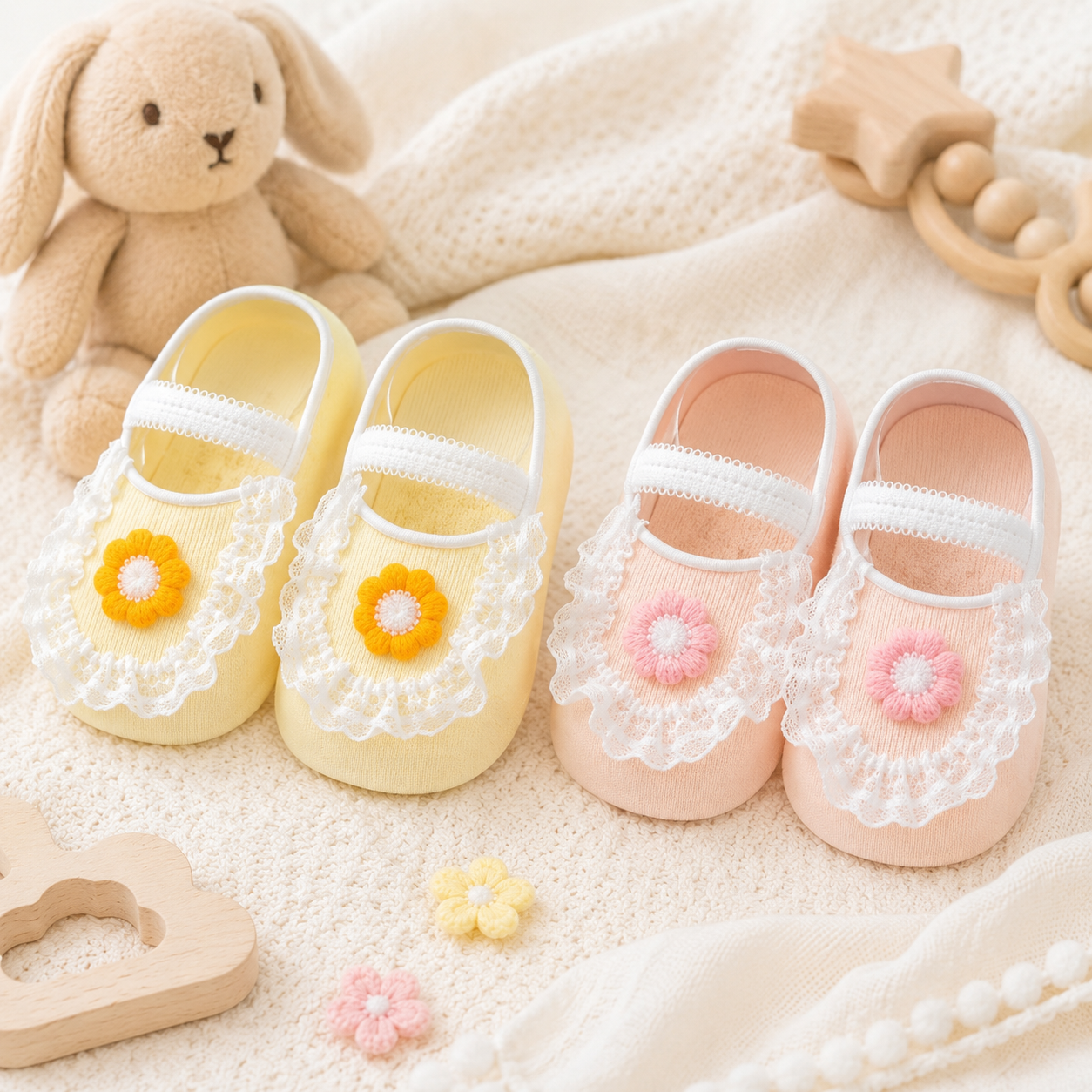 SweetFeet – Myke og søte – babysokker med blomster og blonder