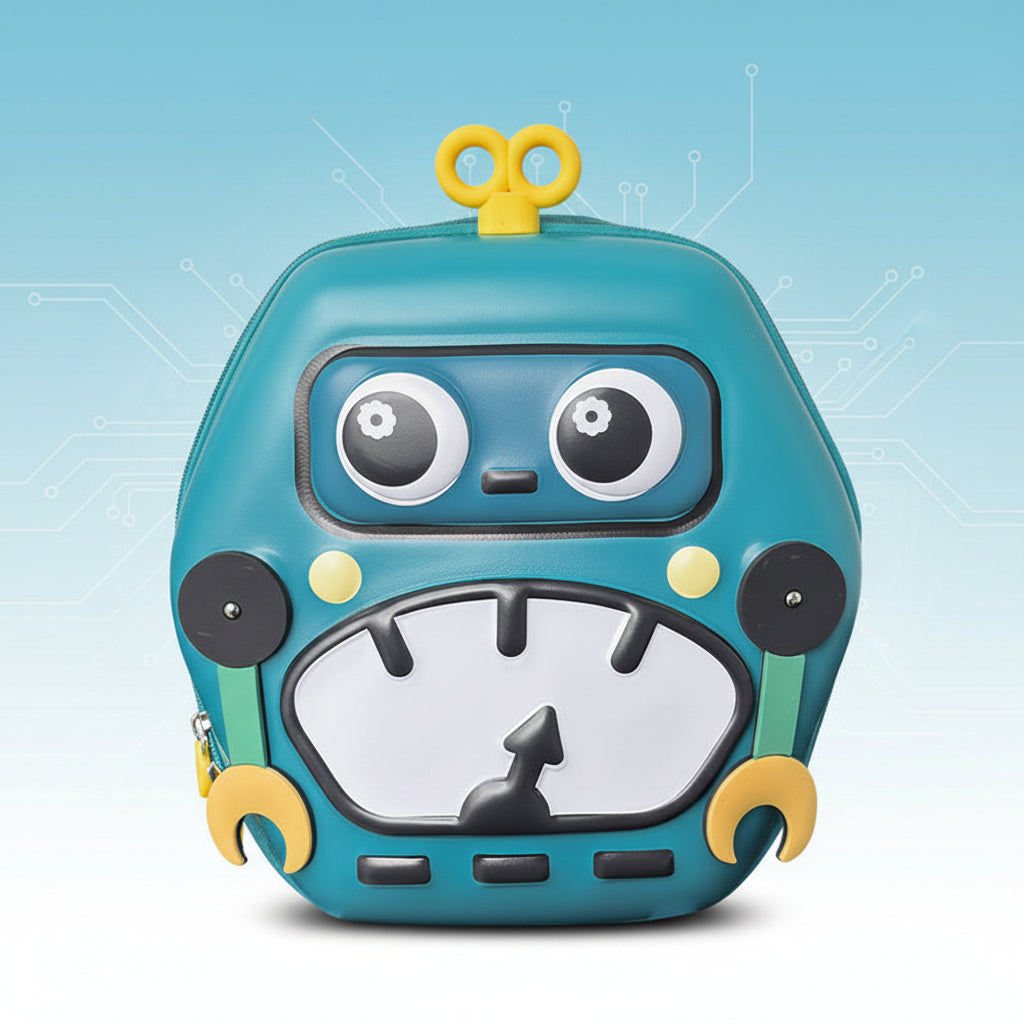 MiniBot – Kult og praktisk – barneryggsekk med robotmotiv