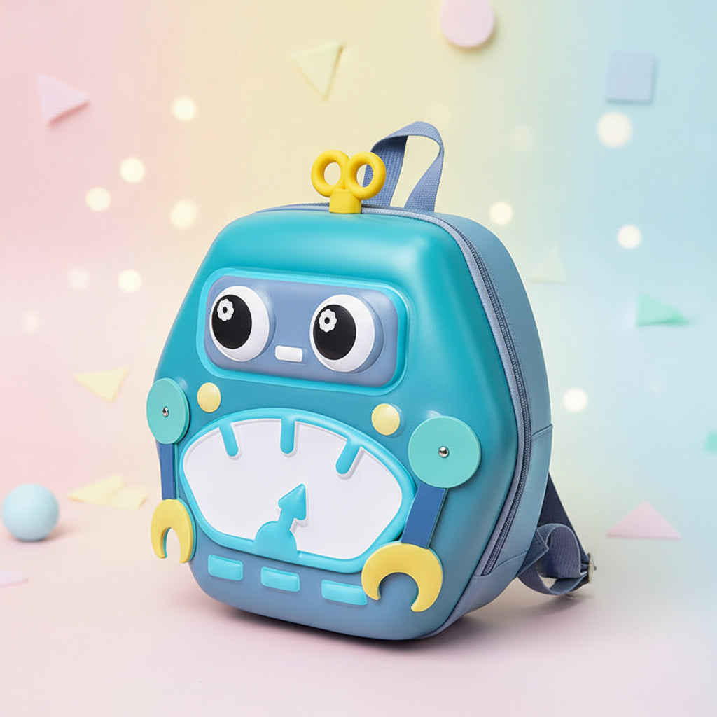 MiniBot – Kult og praktisk – barneryggsekk med robotmotiv