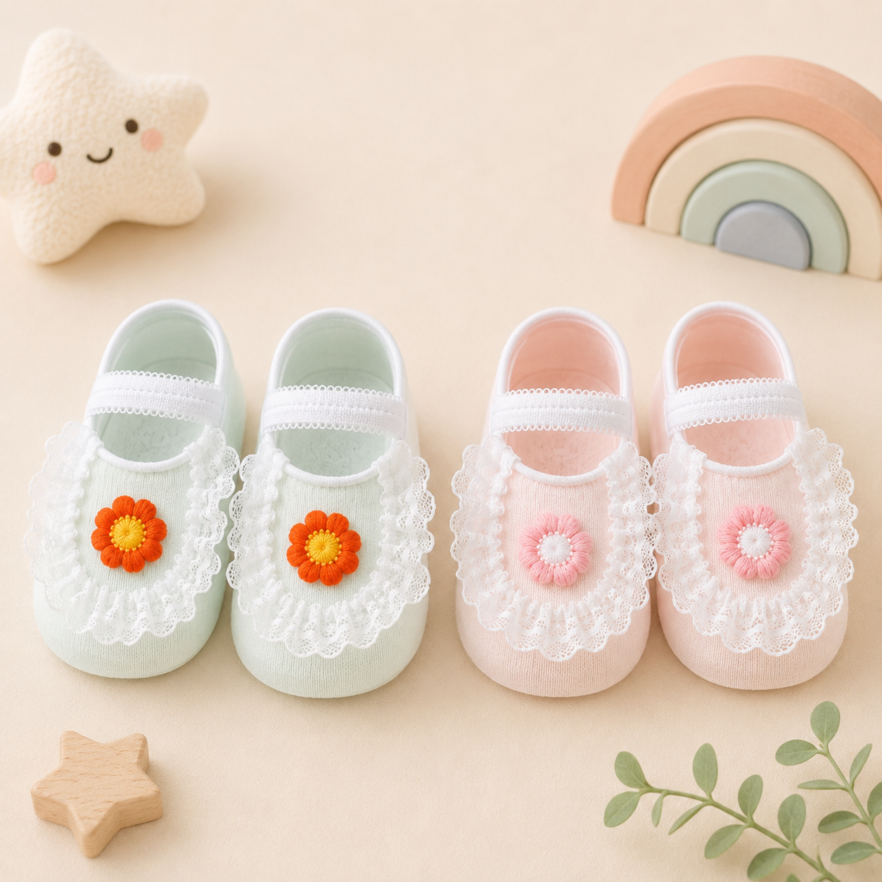 SweetFeet – Myke og søte – babysokker med blomster og blonder