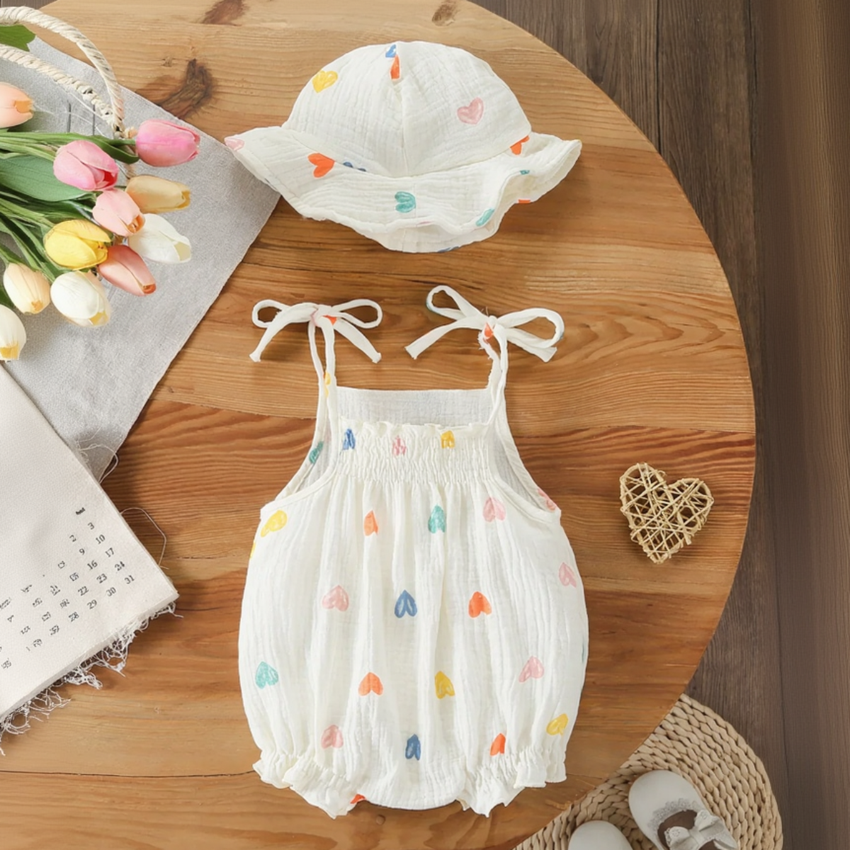 LittleBlossom – Sommerlig komfort og stil – Bodysuit med hette til baby