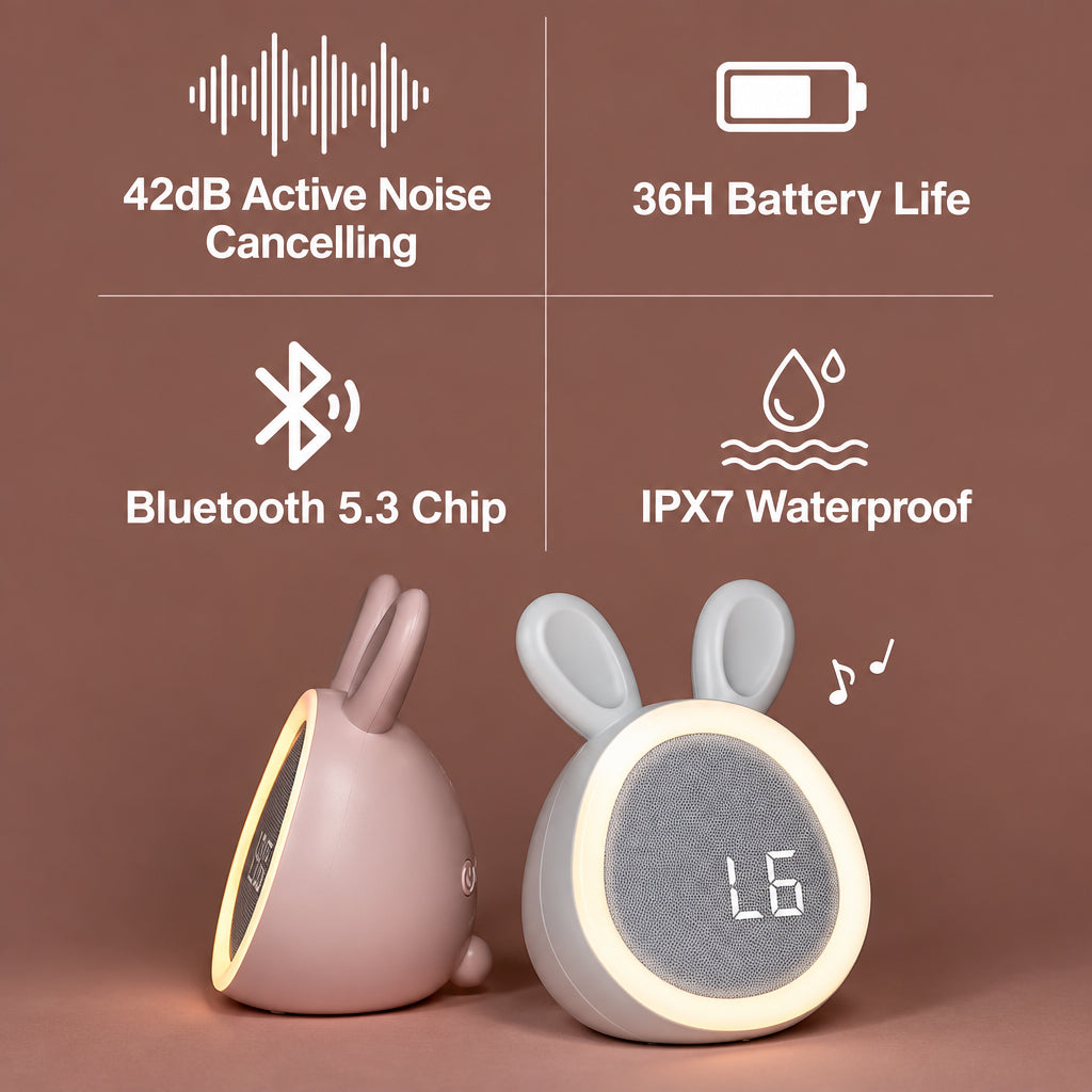 BunnyGlow – Søt og praktisk – digital vekkerklokke for barn med nattlampe