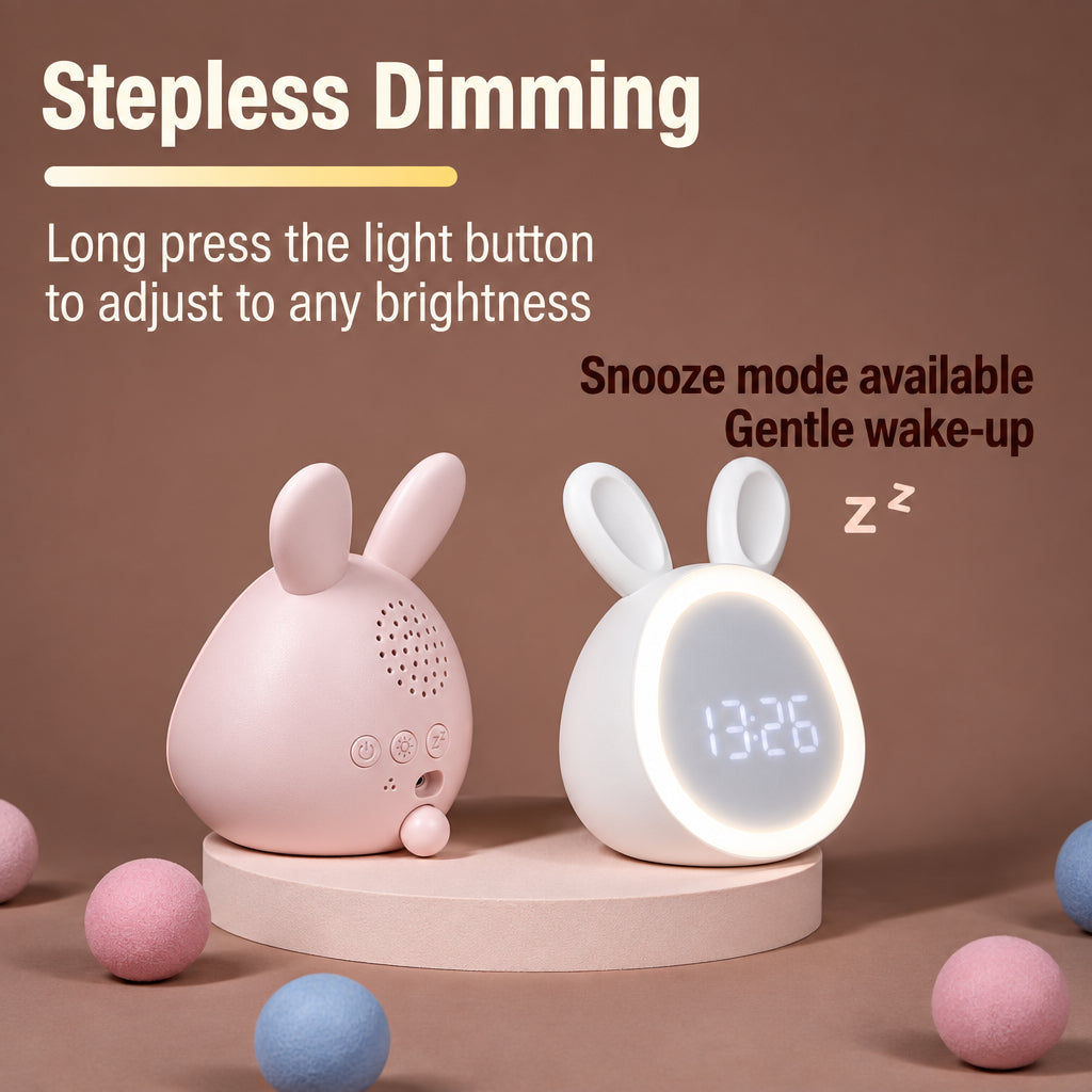 BunnyGlow – Søt og praktisk – digital vekkerklokke for barn med nattlampe