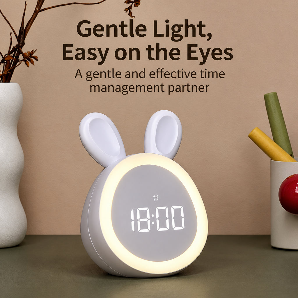 BunnyGlow – Søt og praktisk – digital vekkerklokke for barn med nattlampe