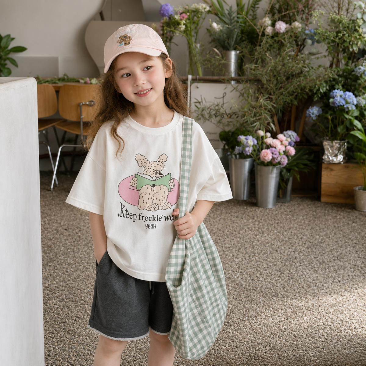 SunnyKids – Komfortabel og søt – Oversized T-skjorte med tegneserie-trykk