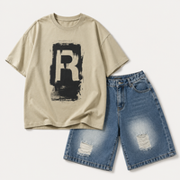 Thumbnail for CoolBoys – Kult og komfortabelt – Guttesett med T-skjorte og jeansshorts
