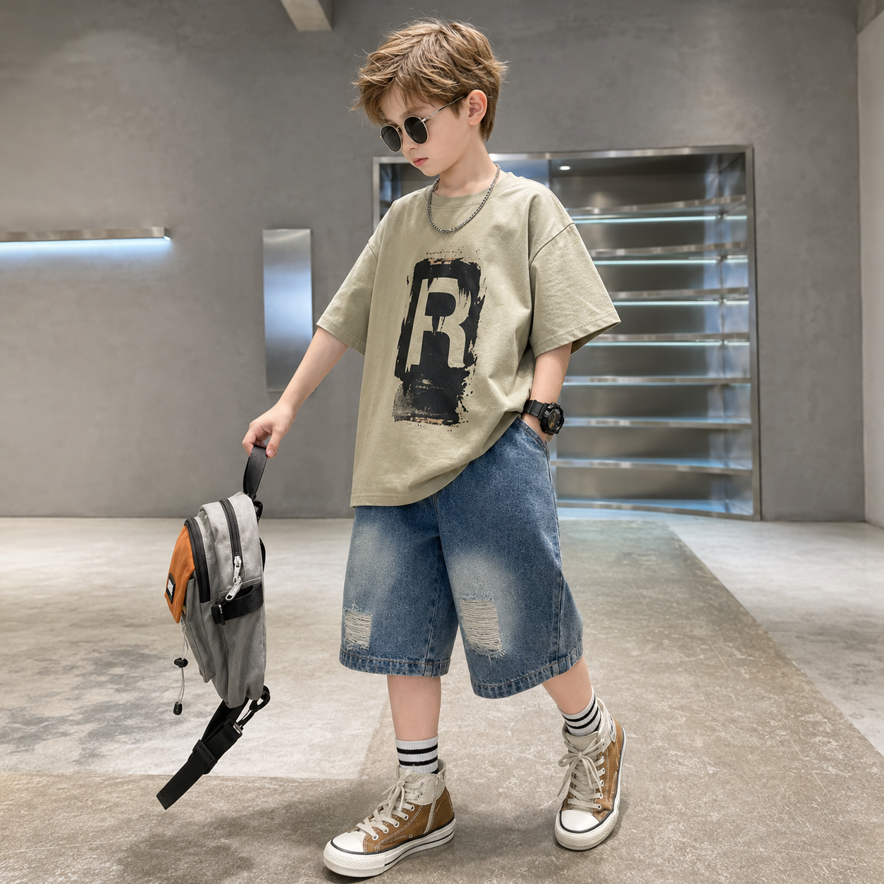 CoolBoys – Kult og komfortabelt – Guttesett med T-skjorte og jeansshorts