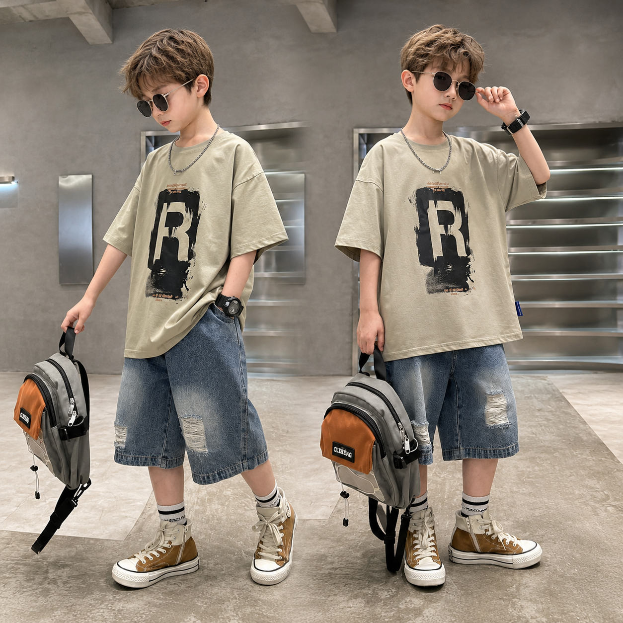 CoolBoys – Kult og komfortabelt – Guttesett med T-skjorte og jeansshorts