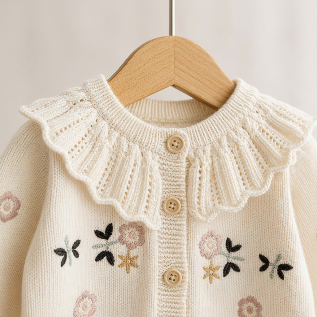 FloraKnit – Varmt og stilig – Strikket vest med blomsterdetaljer