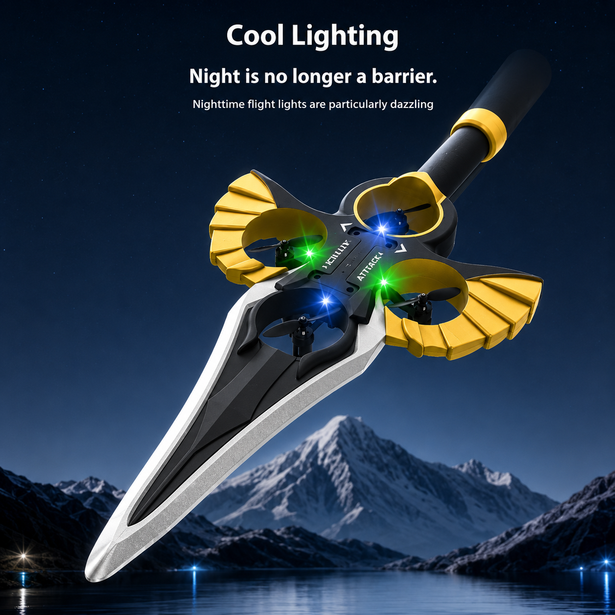 AirBlade – Lekent og interaktivt – fjernstyrt flygende leketøy med sverddesign